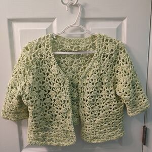 Green Crochet Cardigan